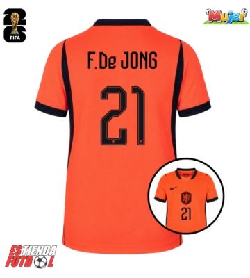 Países Bajos Frenkie de Jong #21 Primera Equipación Mujer Mundial 2026 Manga Corta